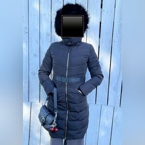 Zara Black Puffer Jacket with Belt
